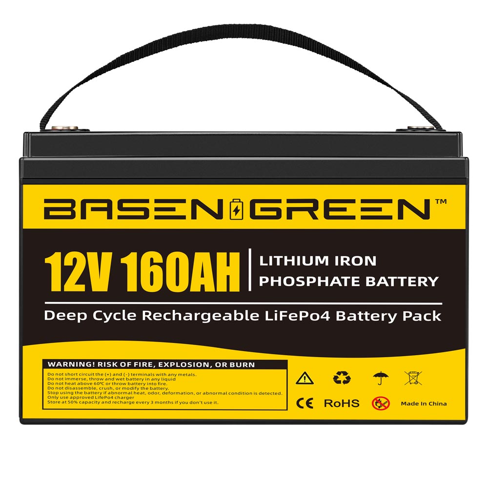 Basen 12V 160Ah Lifepo4 Battery Pack Rechargeable LFP Cells For RV, Solar,Marine, Home Storage, Off-Grid, Golf Cart